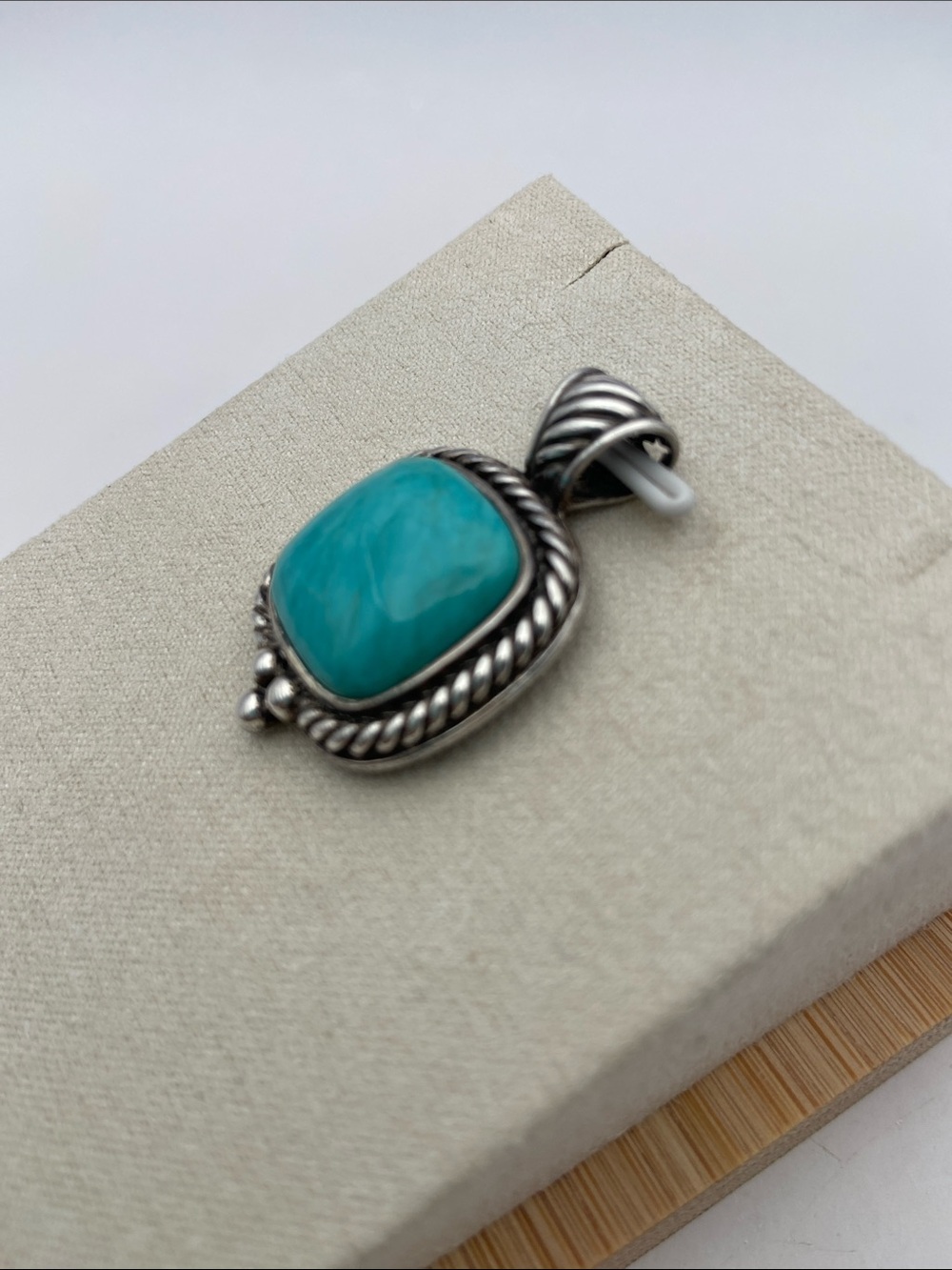 GSJ Gold Stone Jewelry Sterling Silver 925 Tyrone Turquoise Pendant Vintage - Picture 2 of 7